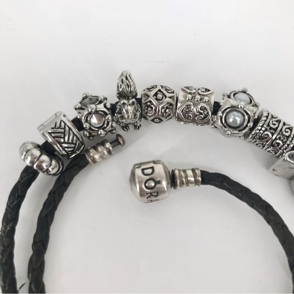Pandora Leather Double Wrap Bracelet with 1 Charms! - Picture 4 of 12